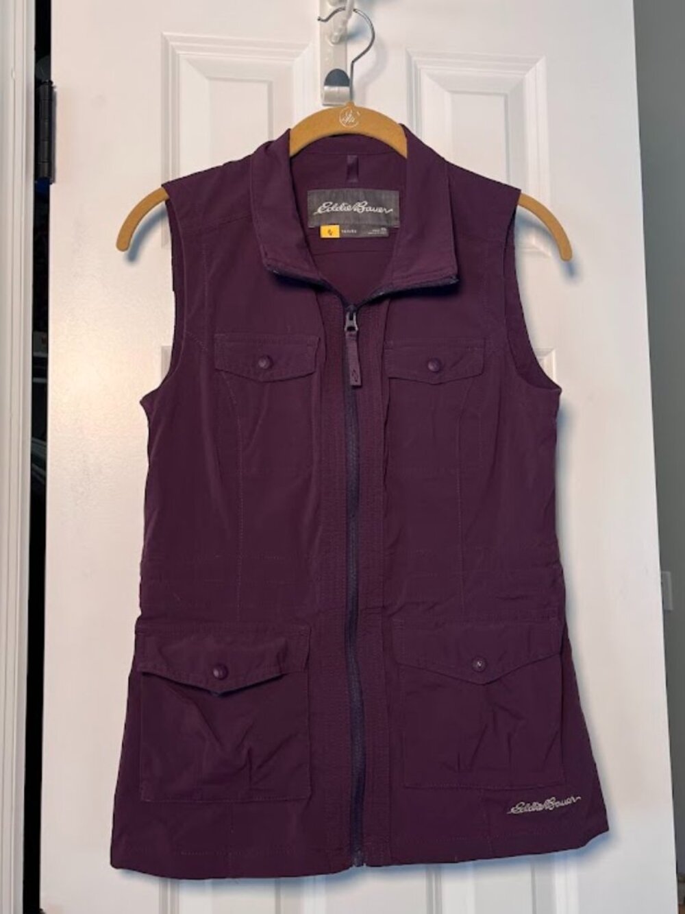 Eddie Bauer Purple Utility Zip Front Vest XS Cargo Pockets Lightweight Outdoor